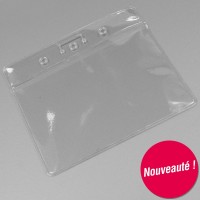 Porte-Badge en vinyle avec double pochette pour inserts - Inserts max 110 x  148 mm et 110 x 70 mm