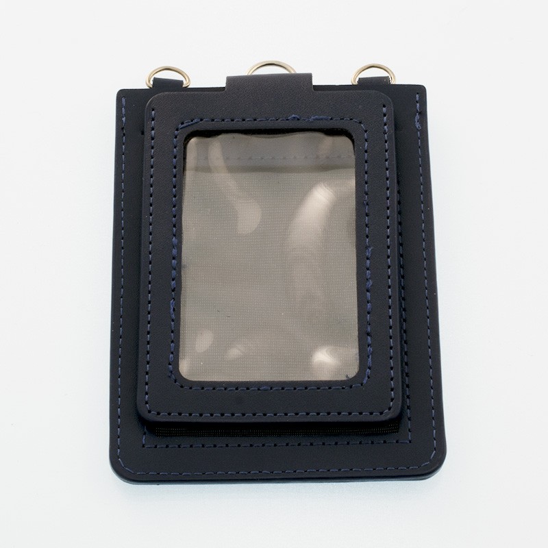 Porte Badge Cuir, Double Face Porte Carte D'identité, Avec 1 Cordon