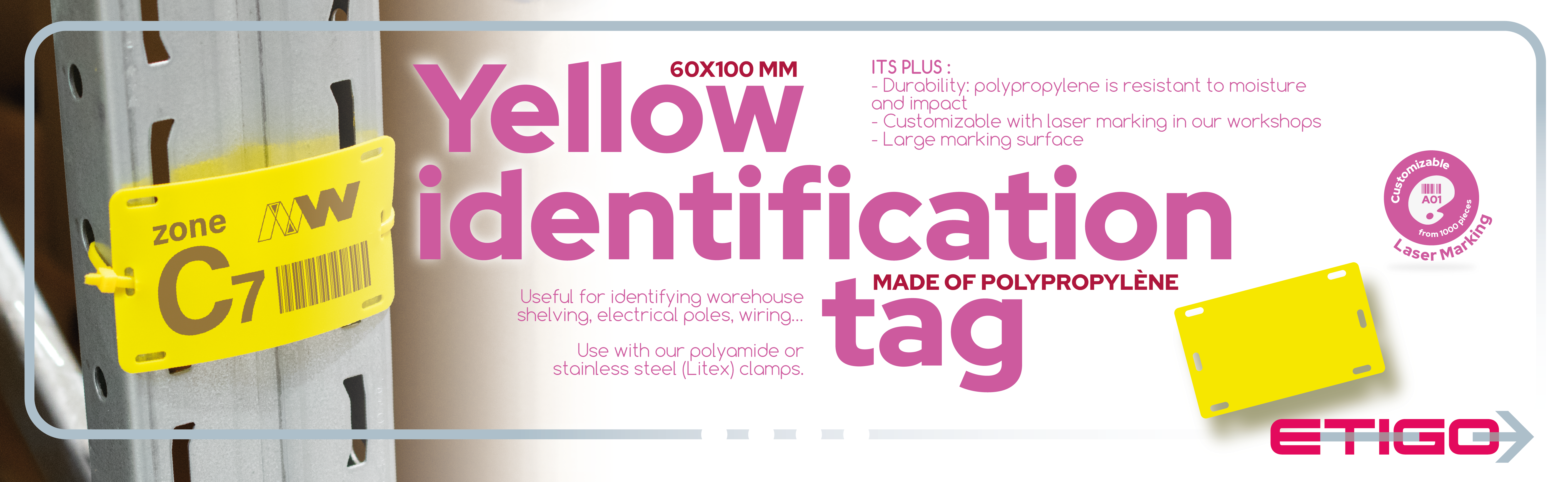 Yellow identification tag 